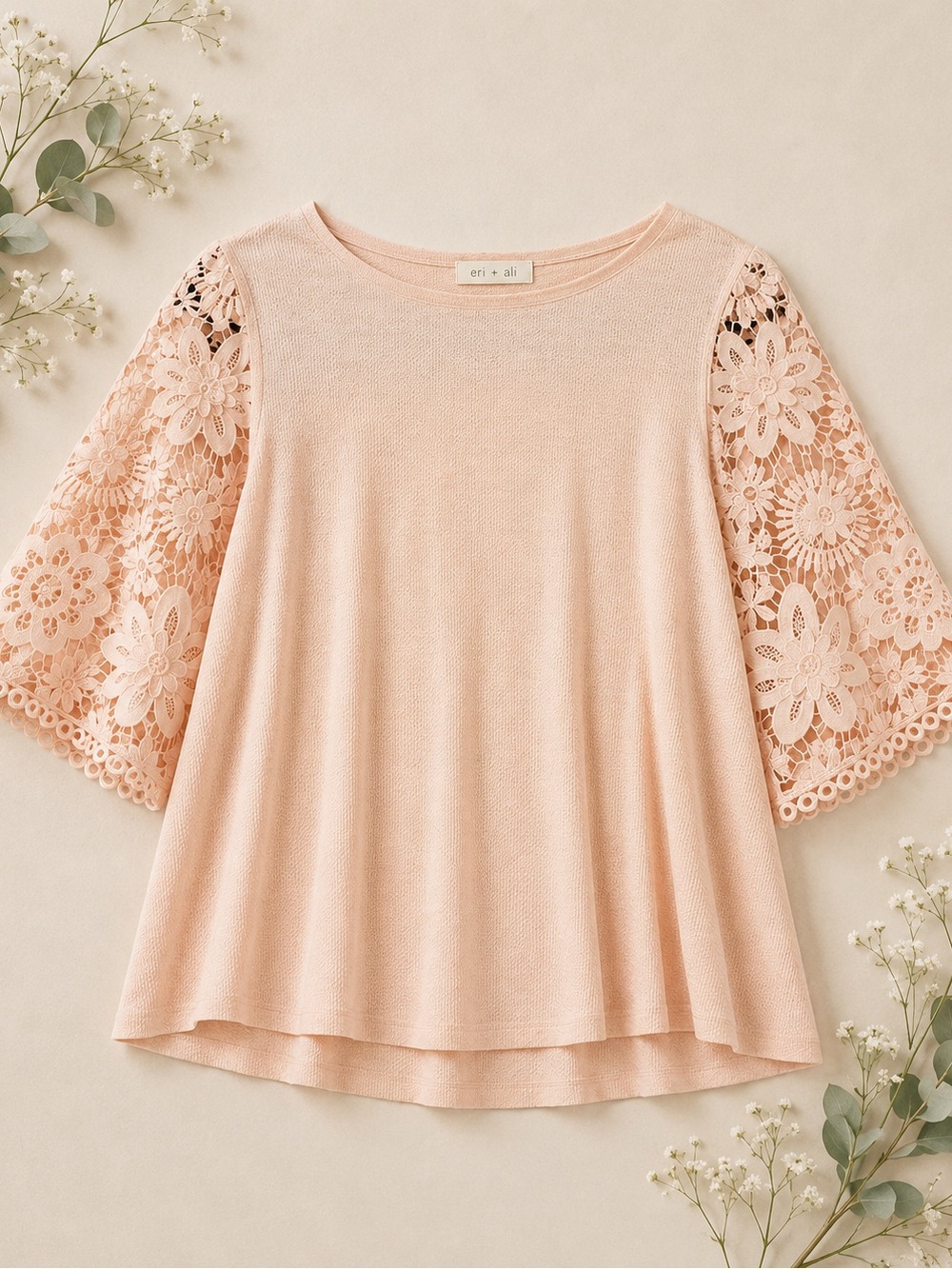 Eri + Ali Lace Sleeve Swing Top | Anthropologie Blouse
